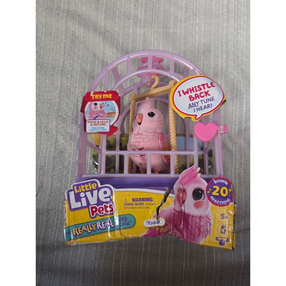 Little Live Pets Rosie the Cockatiel My Really Real Bird and Cage Pink